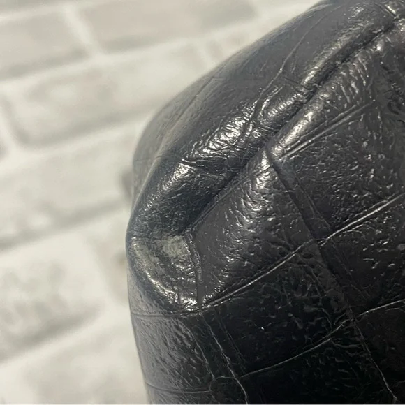 Brighton Black Croc-Embossed print Handbag Vintage 80’s. Shoulder crossbody USED - Picture 14 of 16